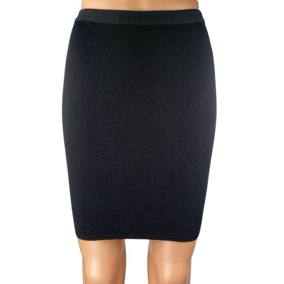 RACHEL Rachel Roy Black Pull On Knit Sculpt High Waisted Pencil Mini Skirt Sz XS - Picture 1 of 5